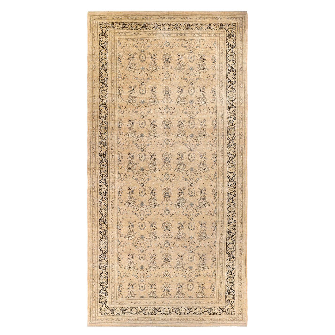 Mogul, One-of-a-Kind Hand-Knotted Runner  - Beige, 9' 0" x 18' 10" For Sale