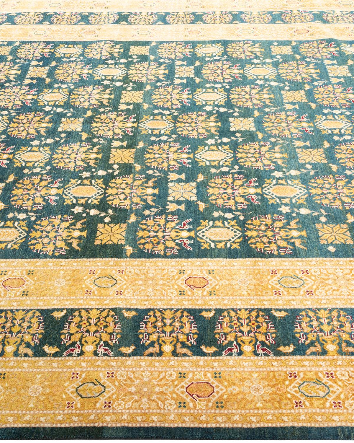 Mogul, One-of-a-Kind Hand-Knotted Runner  - Green, 6' 2