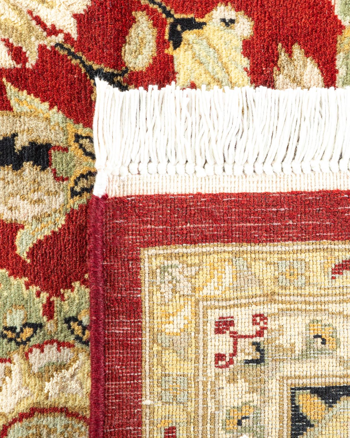 Contemporary Mogul, One-of-a-Kind Hand-Knotted Runner, Red For Sale