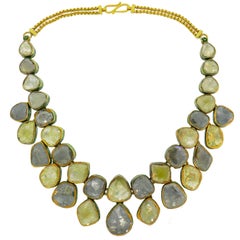 Mogul Rose Cut Diamond Enamel Yellow Gold Necklace