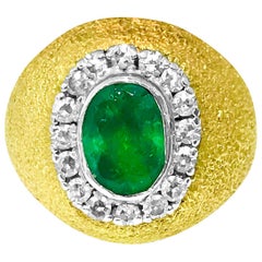 Mogul Style 2.50 Carat Emerald and Diamond Ring in Yellow Gold