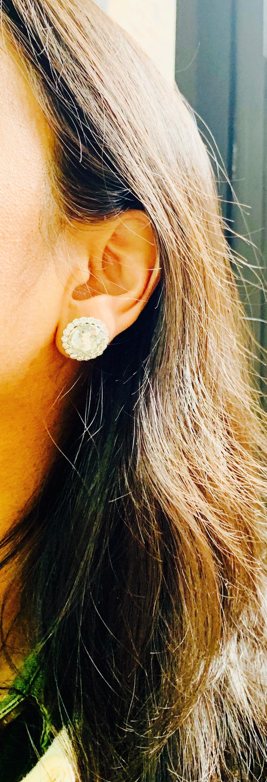 GIA Certified 10.07 Carat Rose Cut Diamond Earrings Studs 6