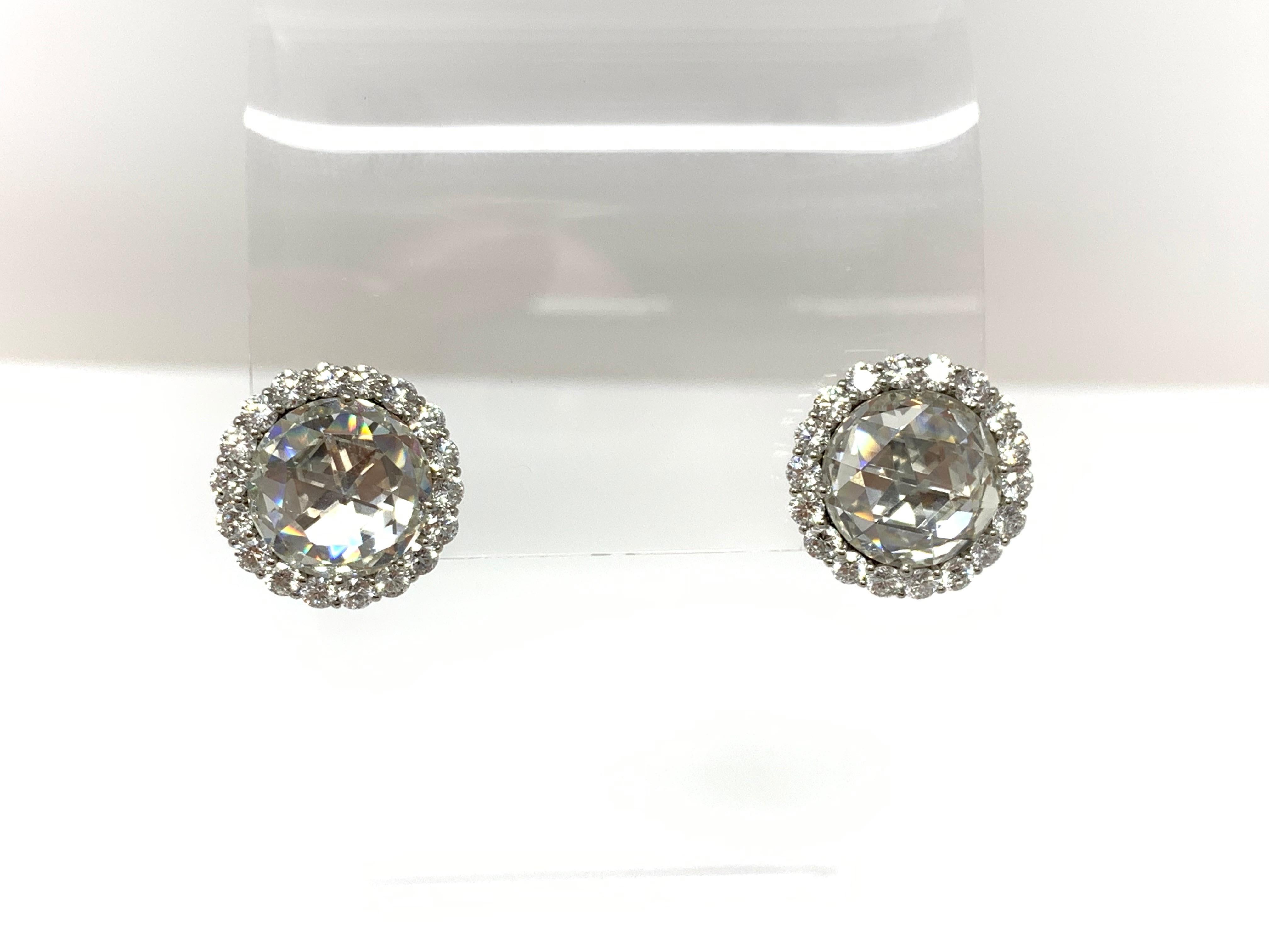 Contemporary GIA Certified 10.07 Carat Rose Cut Diamond Earrings Studs