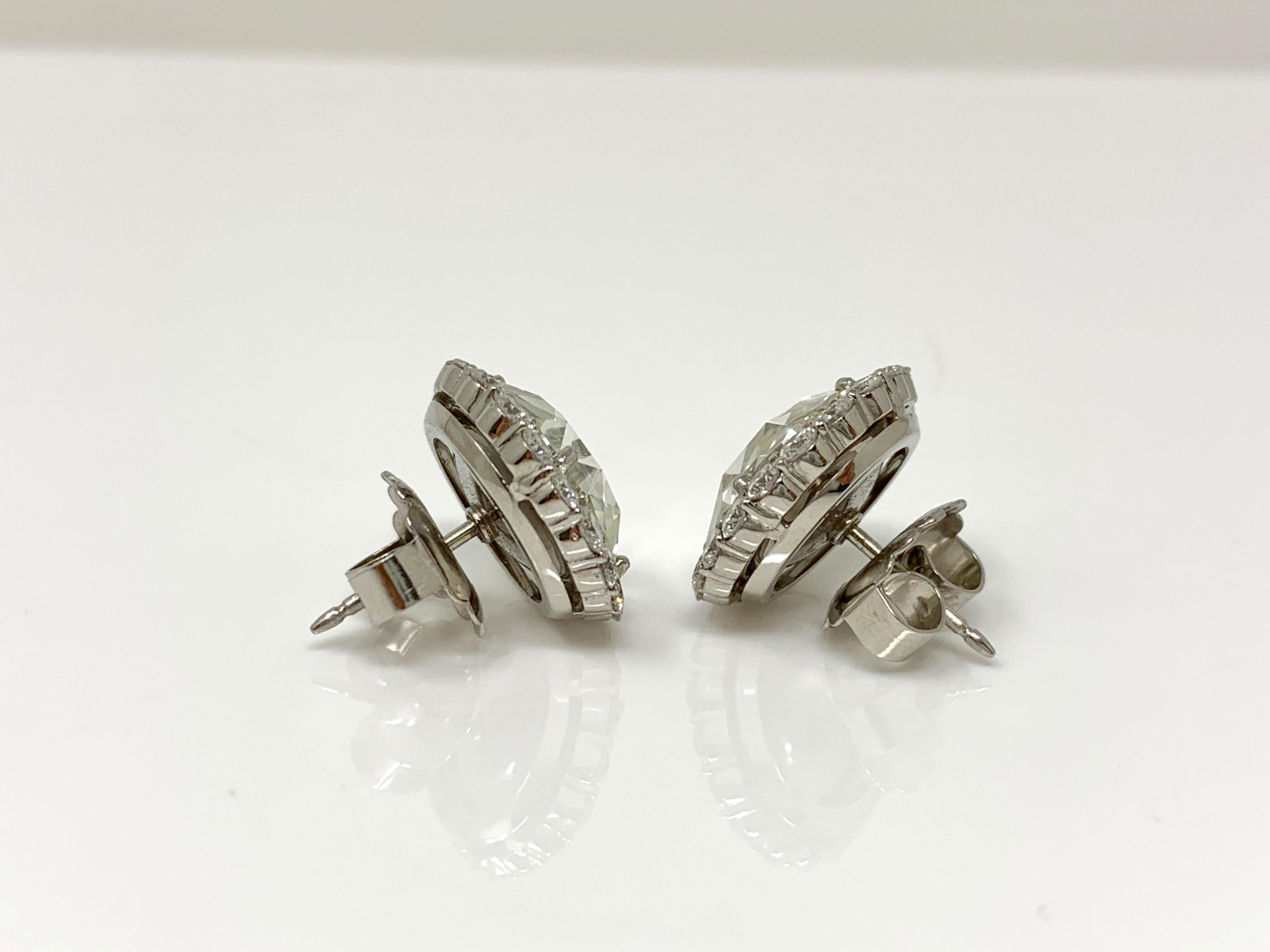 GIA Certified 10.07 Carat Rose Cut Diamond Earrings Studs 3