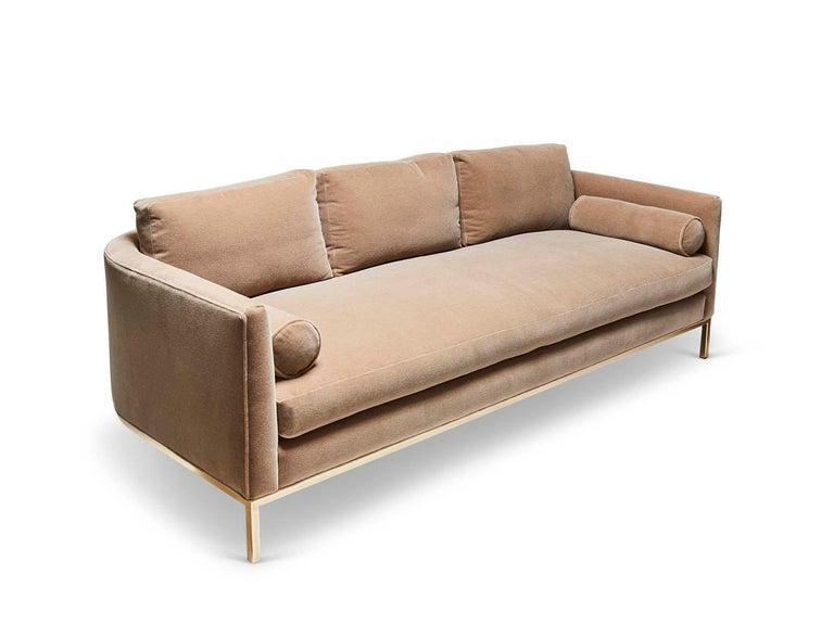 Mohair and Brass Curved Back Sofa by Lawson-Fenning For Sale at 1stDibs
