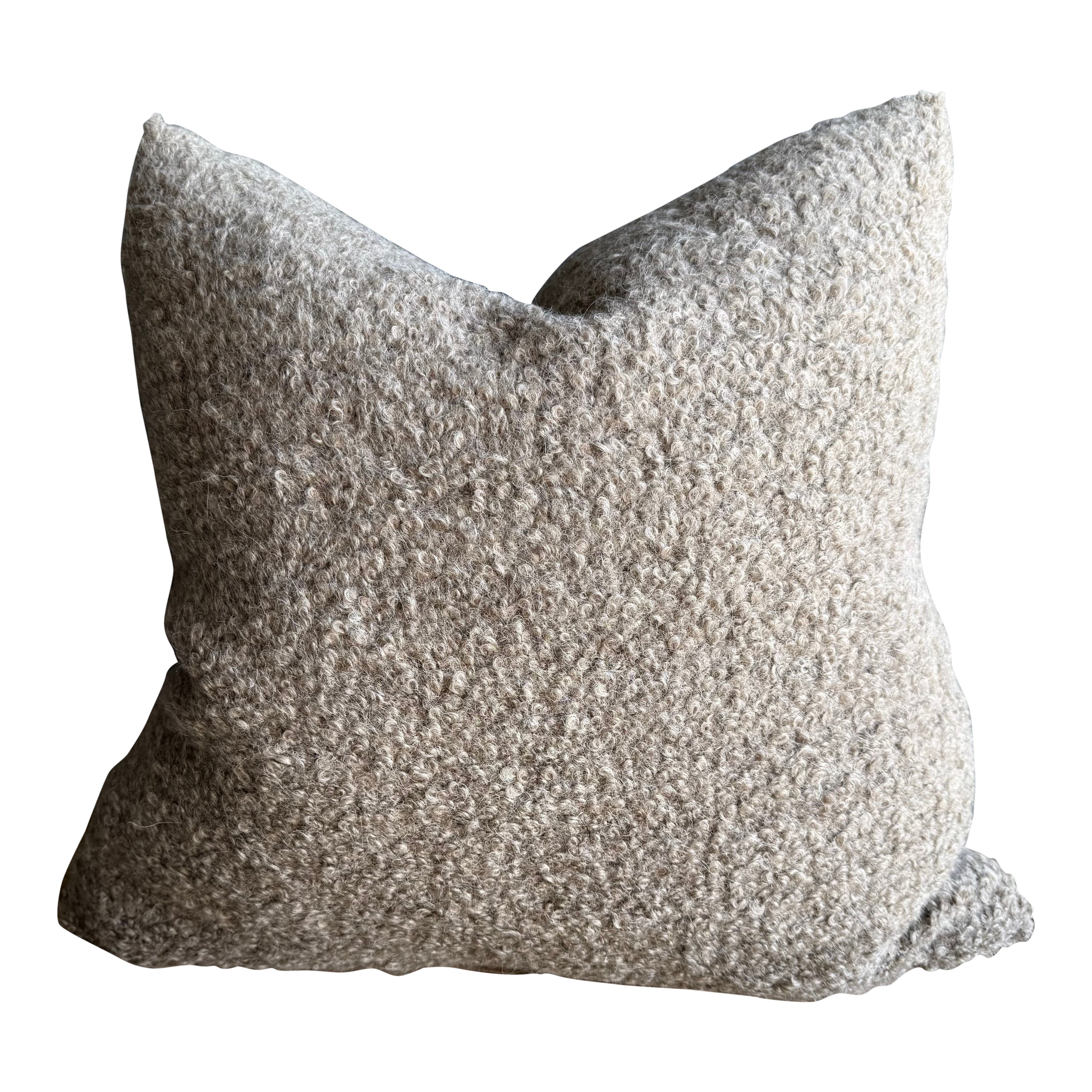 Copricuscino in mohair e lana riccia con cerniera
