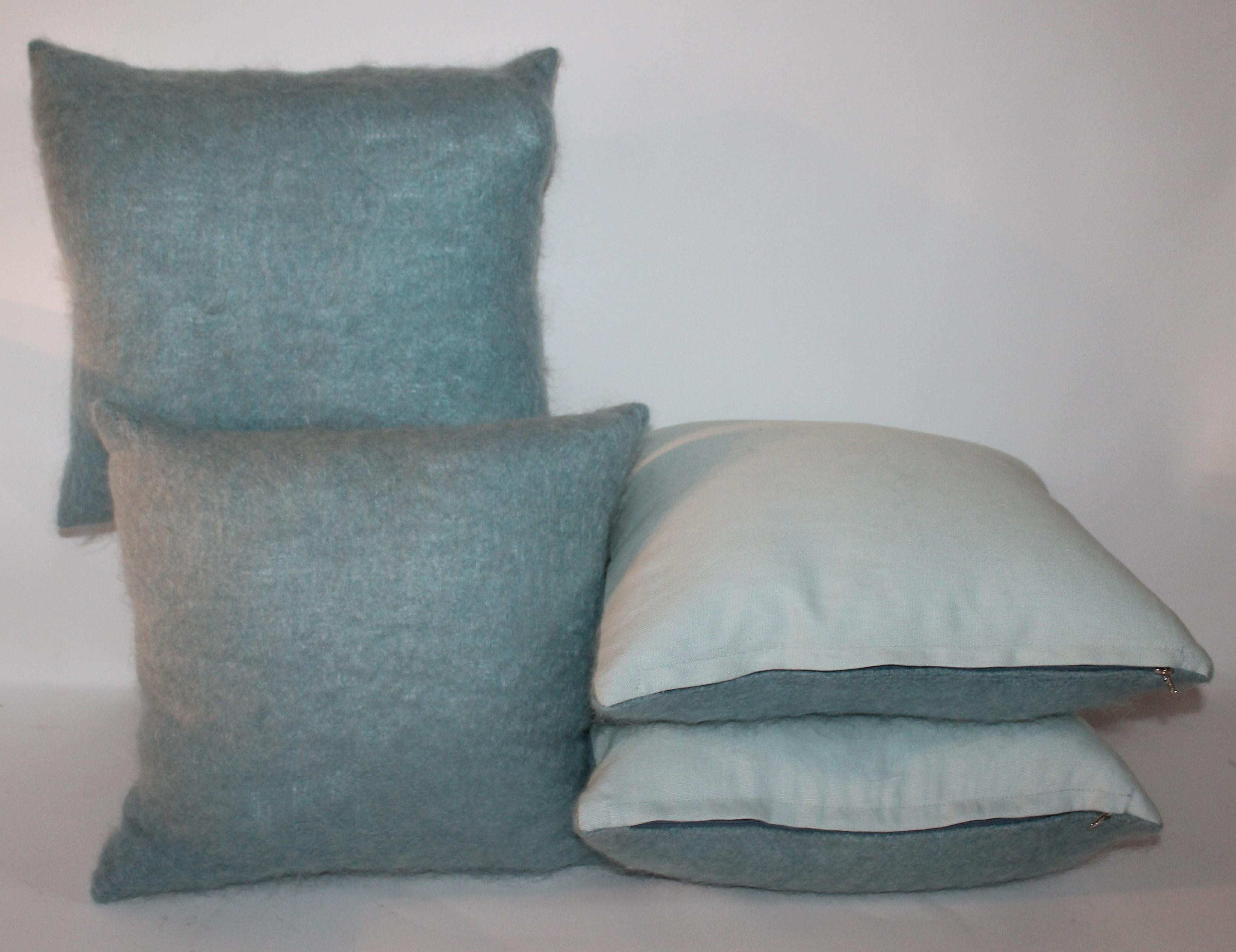 American Mohair and Linen 4 Pillows For Sale