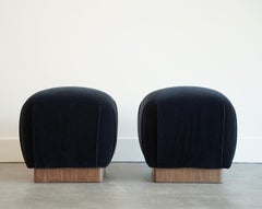 Taburetes de mohair y nogal de Karl Springer, c. años 80
