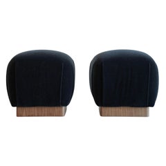 Taburetes de mohair y nogal de Karl Springer, c. años 80