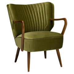 Mohair & Beech Cocktail Chair, Netherlands circa 1950