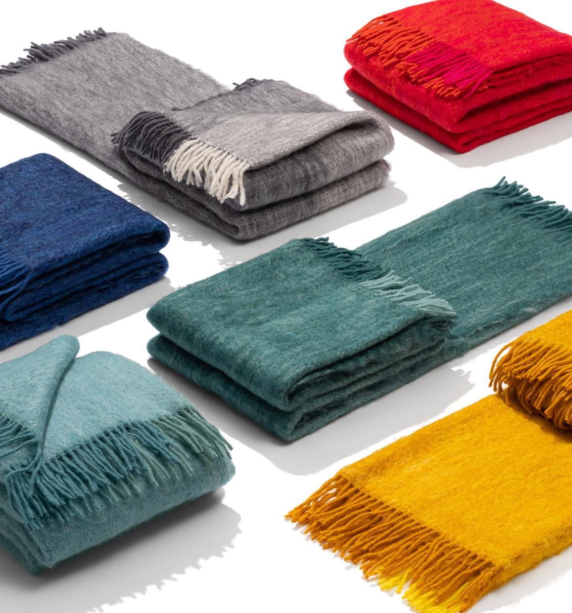 Spanish Mohair Blanket Petrol Woven of Mohair and Wool by Catharina Mende For Sale