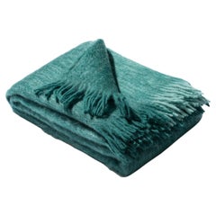 Mohair-Deckendecke Petrol aus Mohair gewebt aus Mohair und Wolle von Catharina Mende