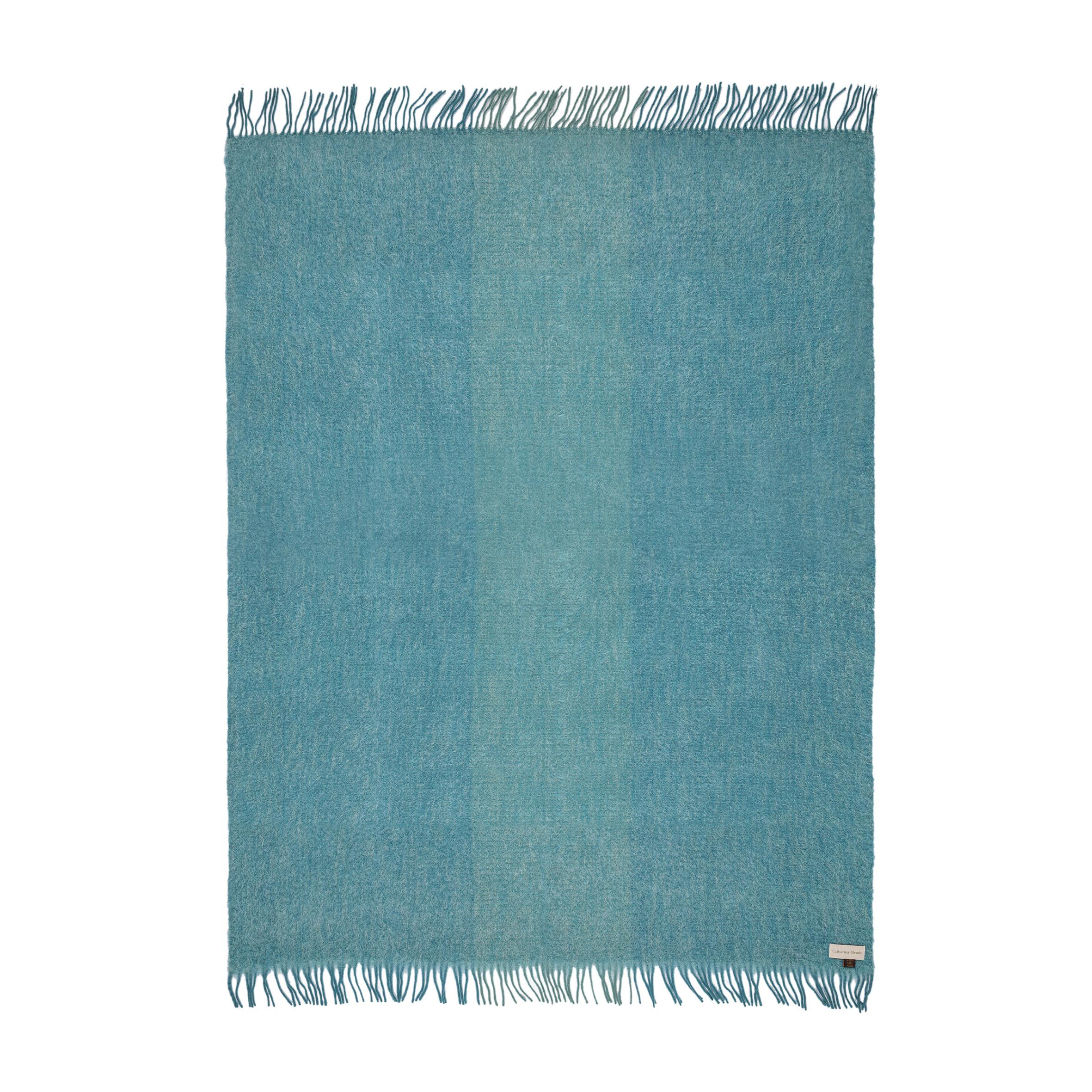 Spanish Mohair Blanket Turquoise Woven of Mohair and Wool by Catharina Mende For Sale