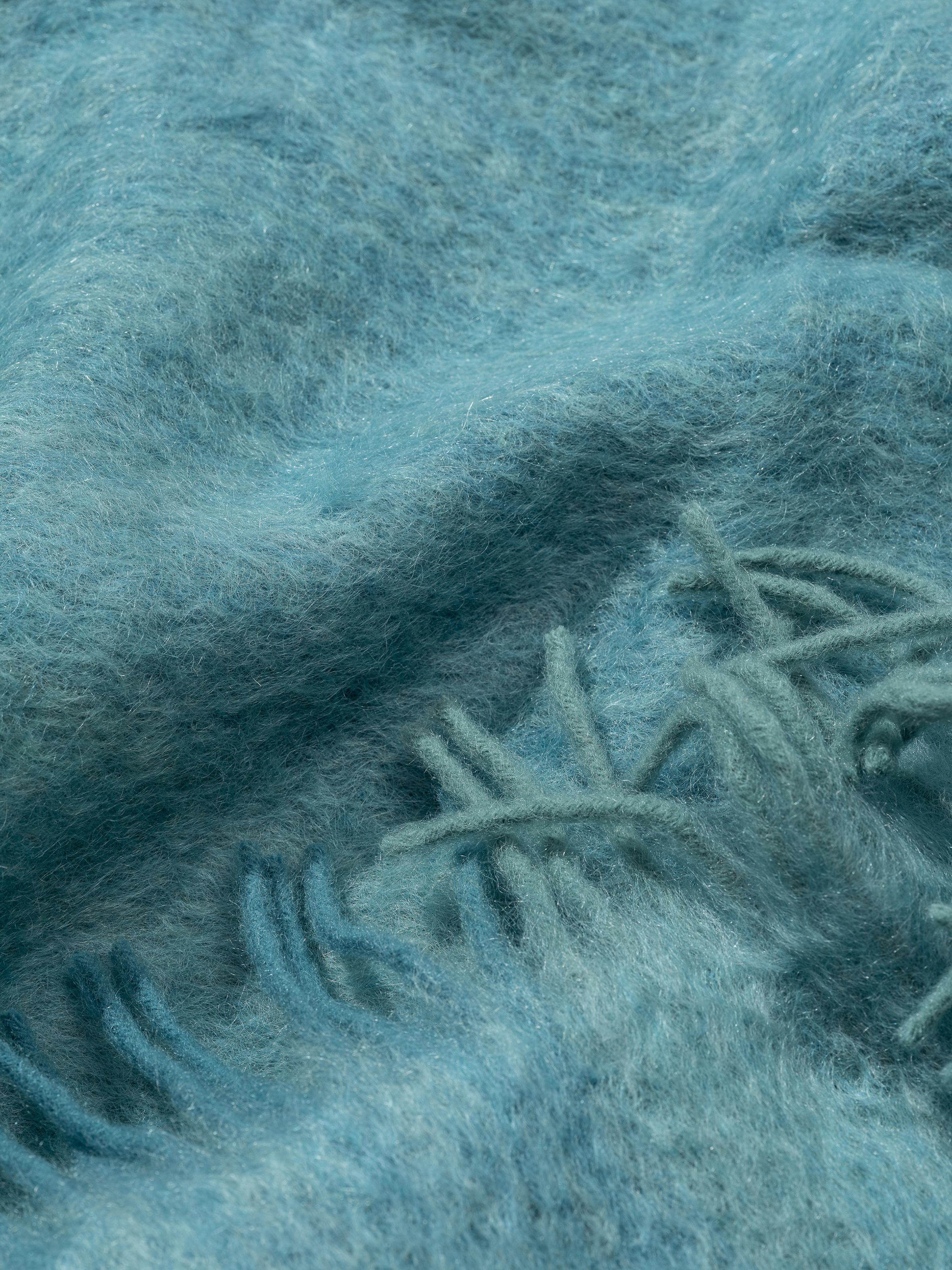 Mohair Blanket Turquoise Woven of Mohair and Wool by Catharina Mende In New Condition For Sale In Berlin, DE