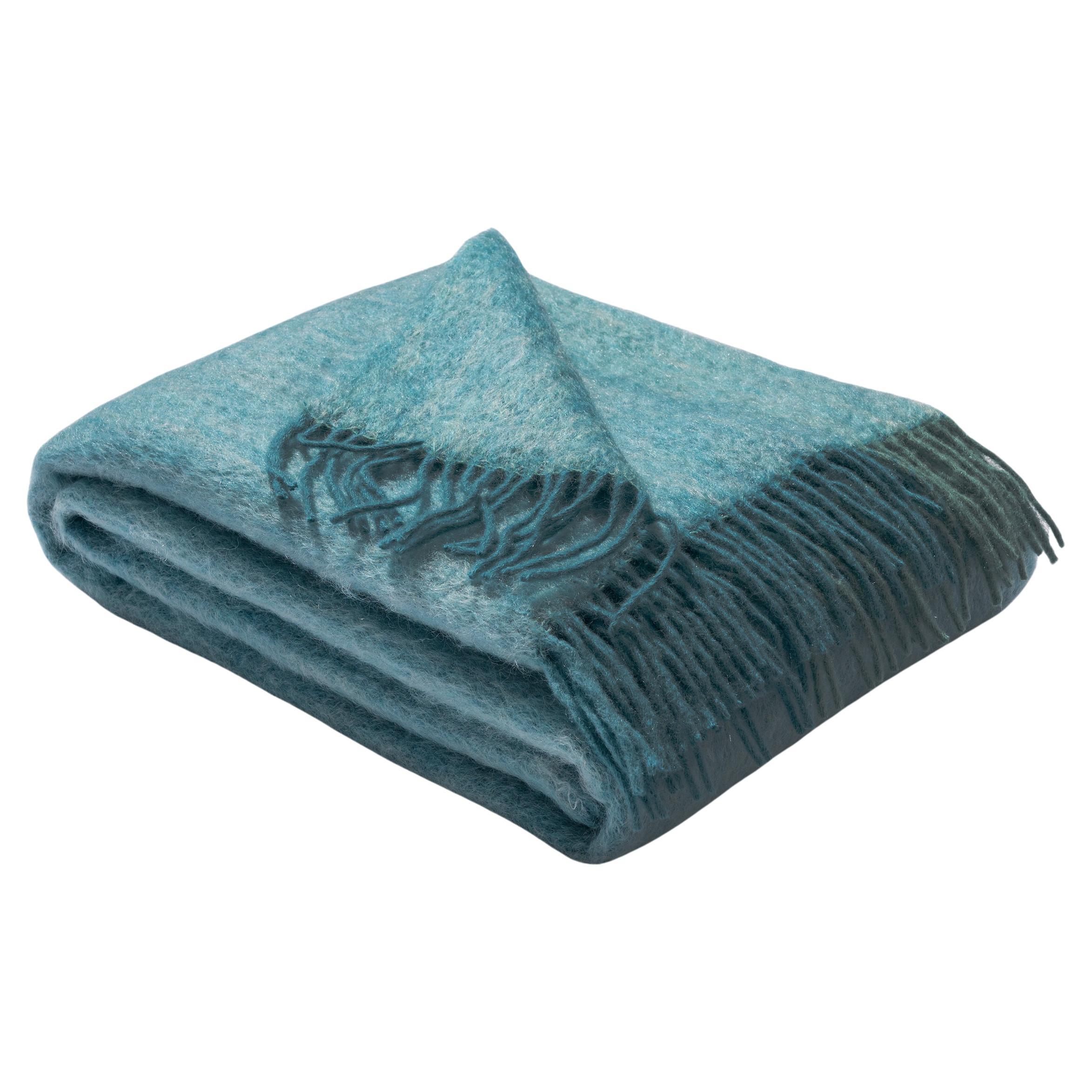 Mohair Blanket Turquoise Woven of Mohair and Wool by Catharina Mende