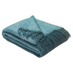 Mohair Blanket Turquoise Woven of Mohair and Wool by Catharina Mende