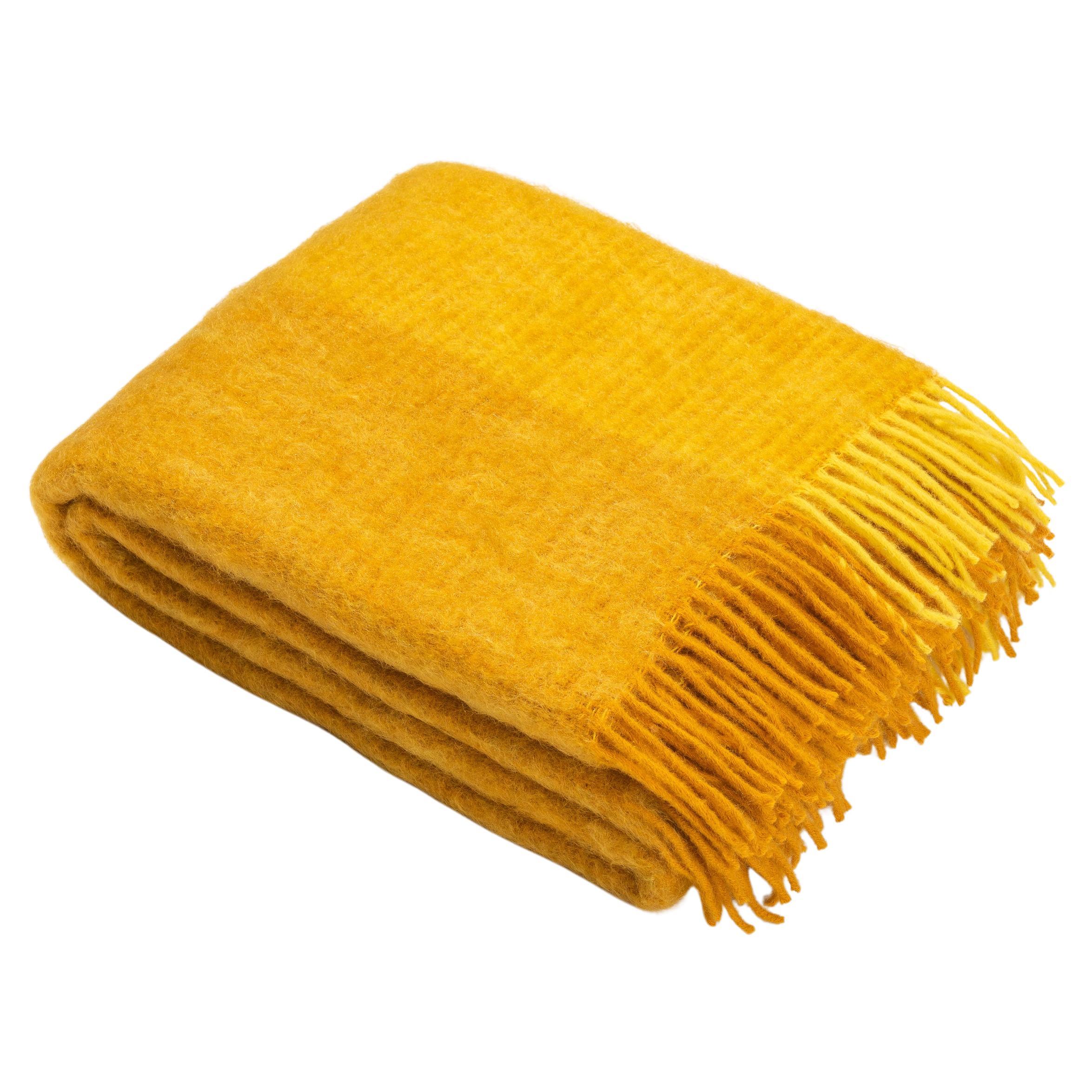 Mohair Blanket Yellow Woven of Mohair and Wool by Catharina Mende For Sale