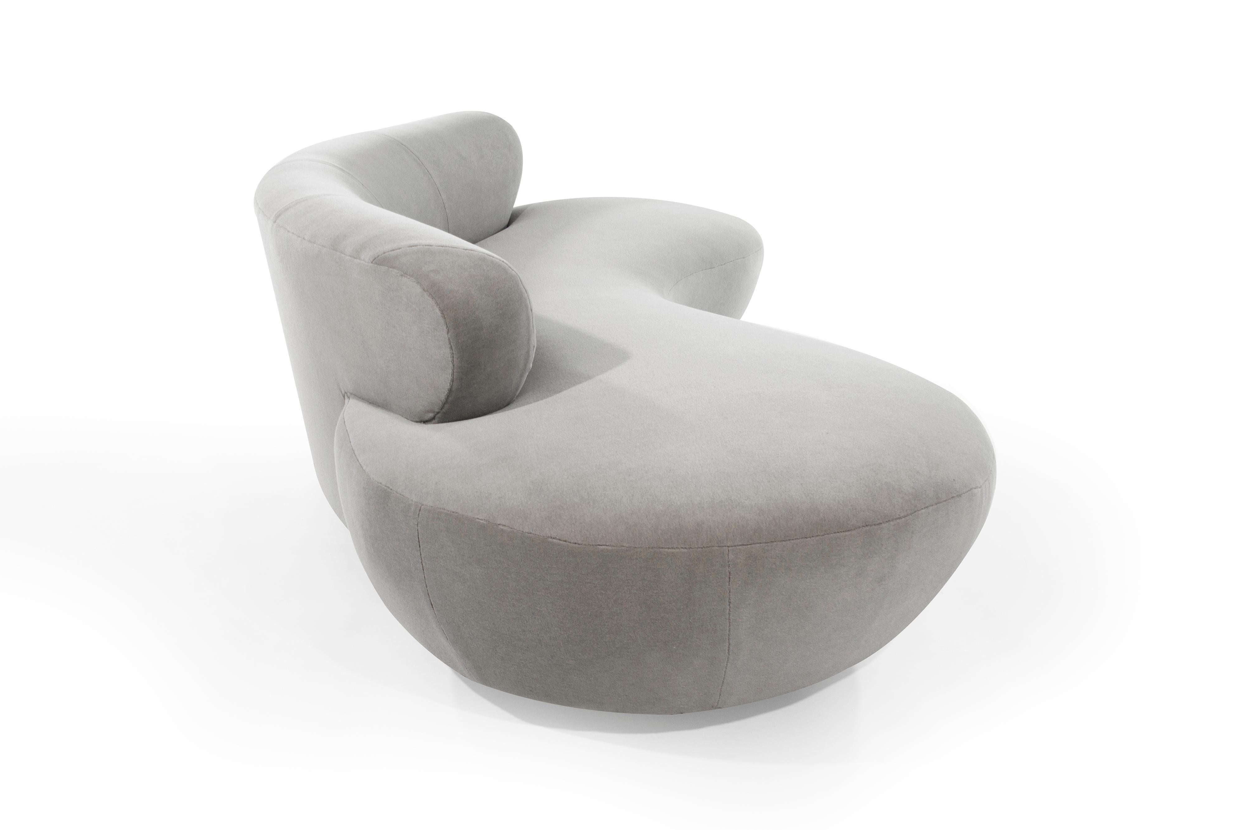 Mid-Century Modern Mohair Cloud Sofa on Walnut Bases by Vladimir Kagan for Directional