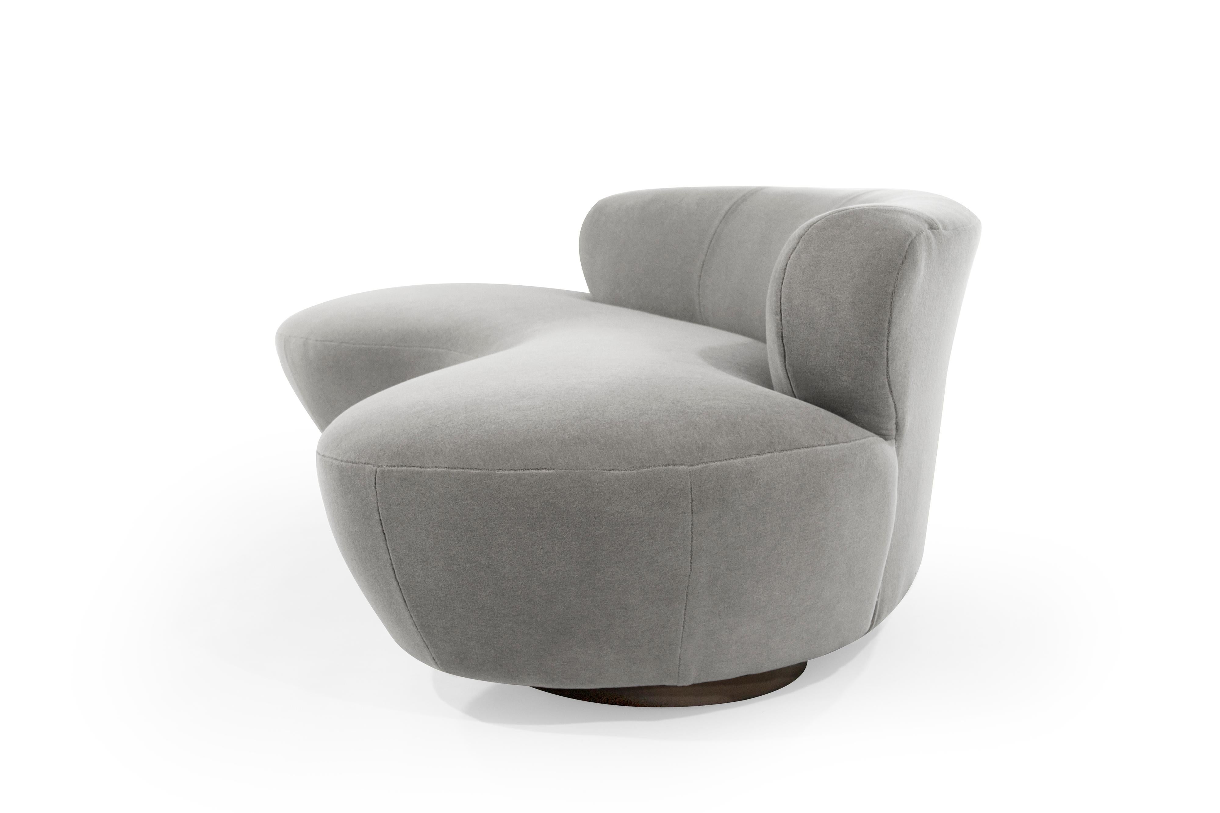 American Mohair Cloud Sofa on Walnut Bases by Vladimir Kagan for Directional