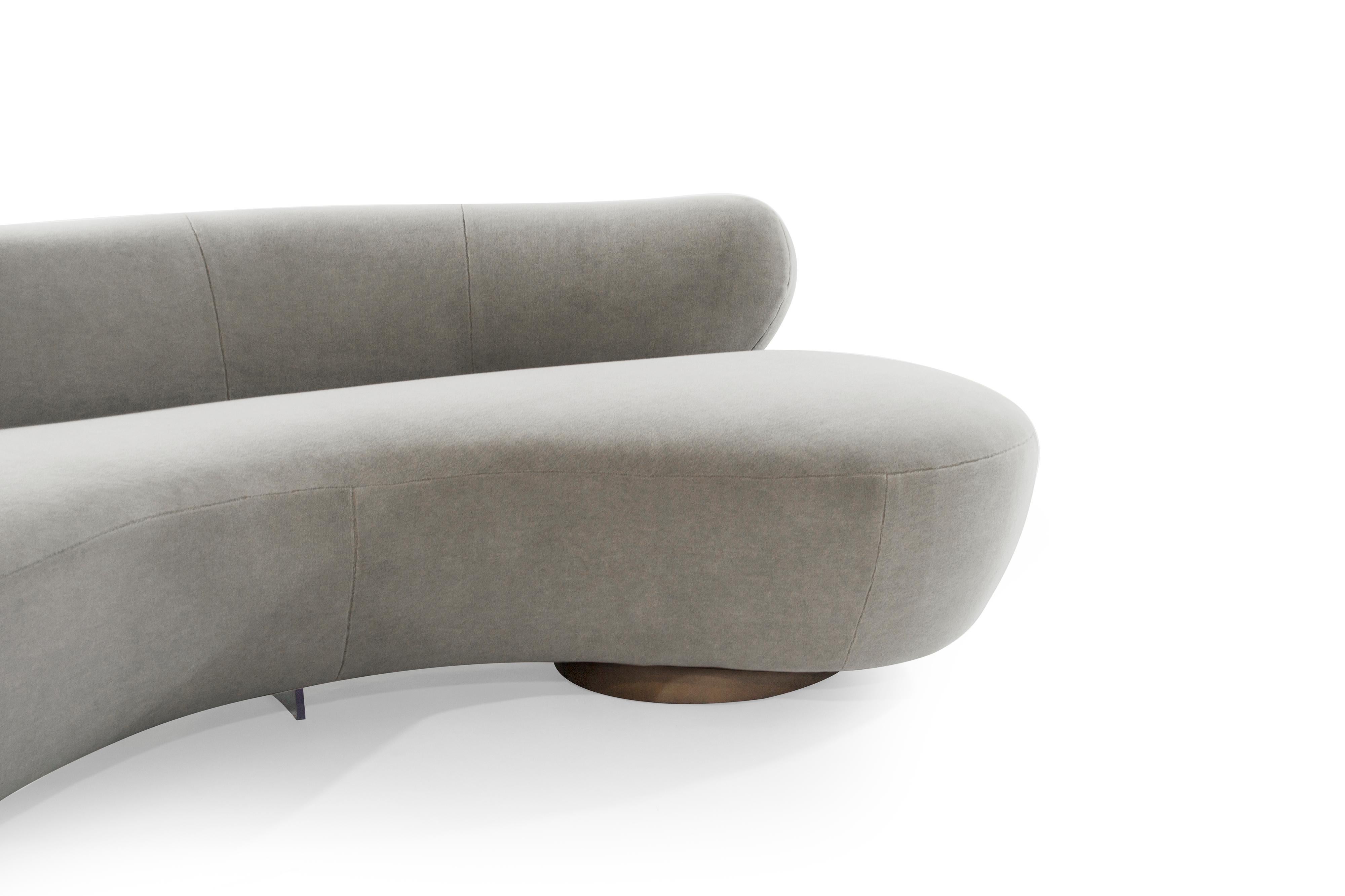 Lucite Mohair Cloud Sofa on Walnut Bases by Vladimir Kagan for Directional