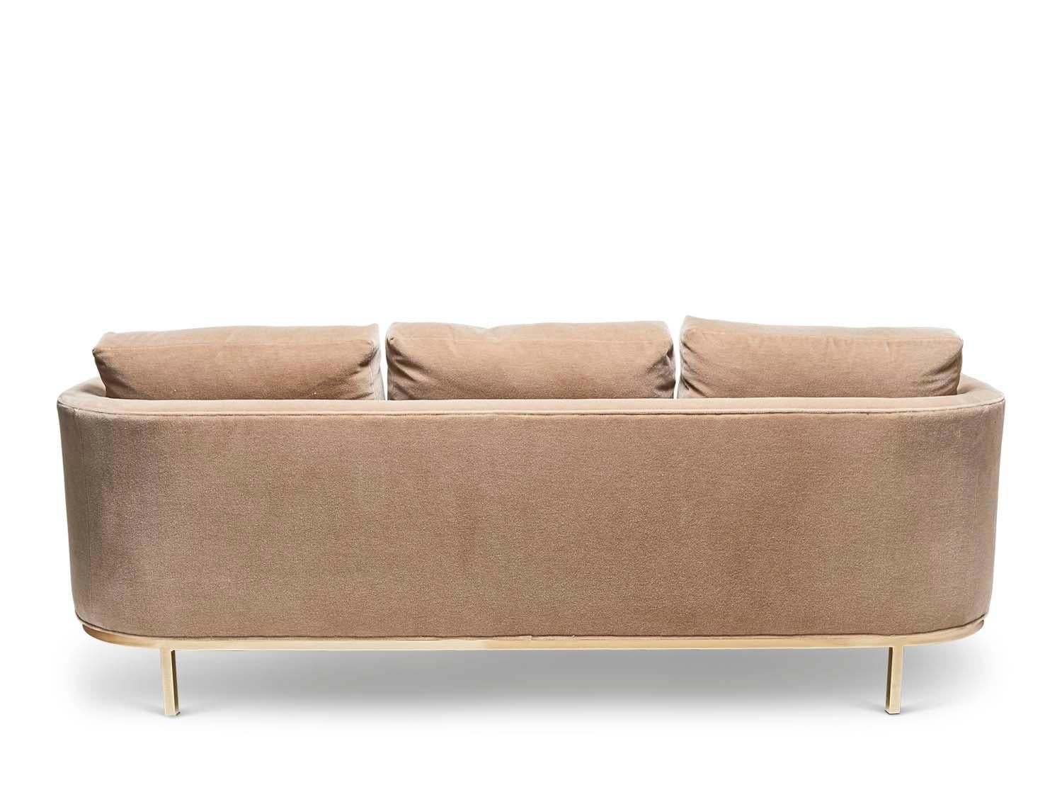 Mid-Century Modern Mohair Curved Back Sofa by Lawson-Fenning