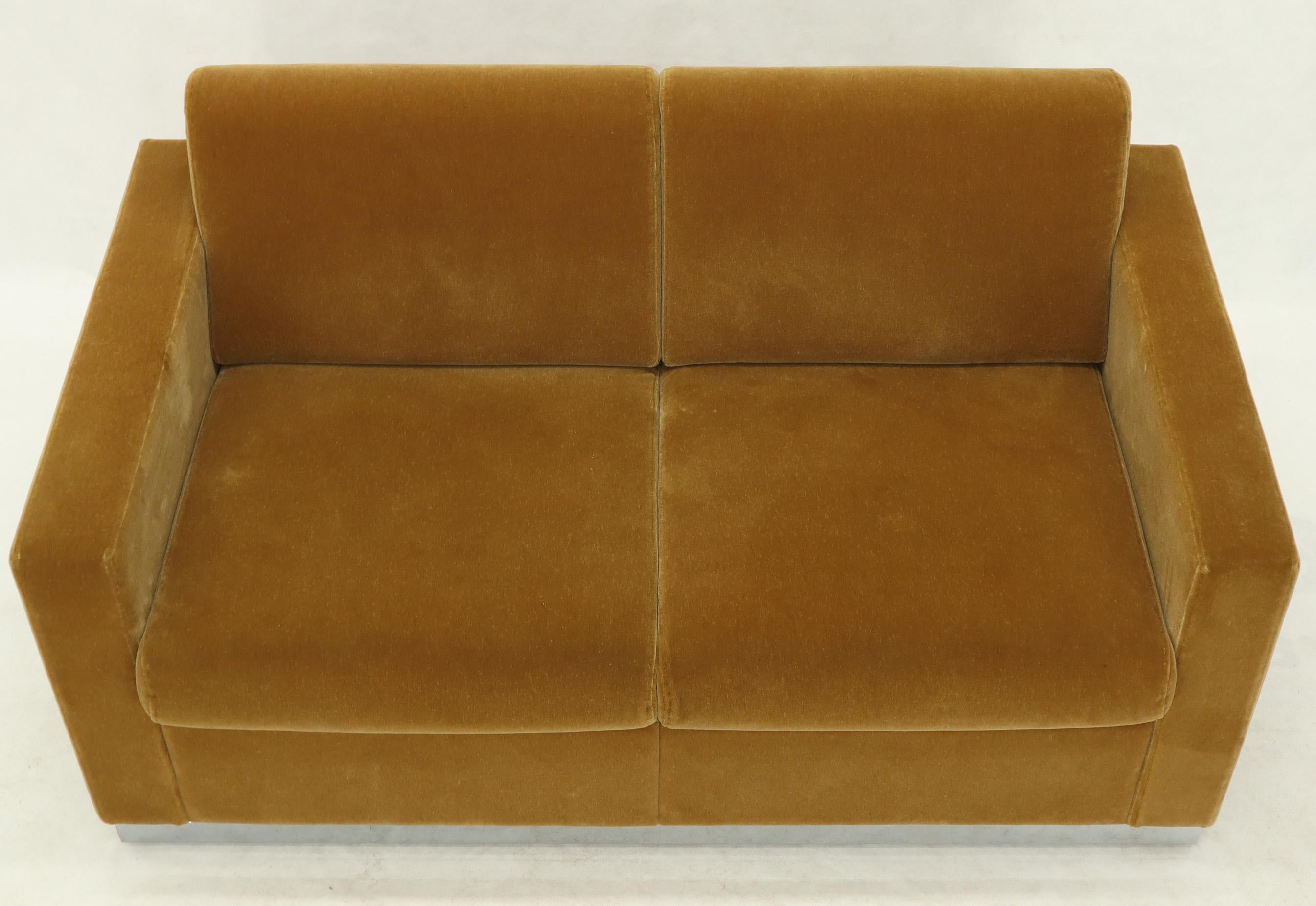 Mohair Loveseat on High Polish Stainless Steel Base Ward Bennet for Brickel 4