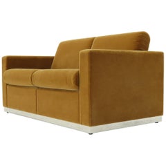 Mohair Loveseat on High Polish Stainless Steel Base Ward Bennet for Brickel