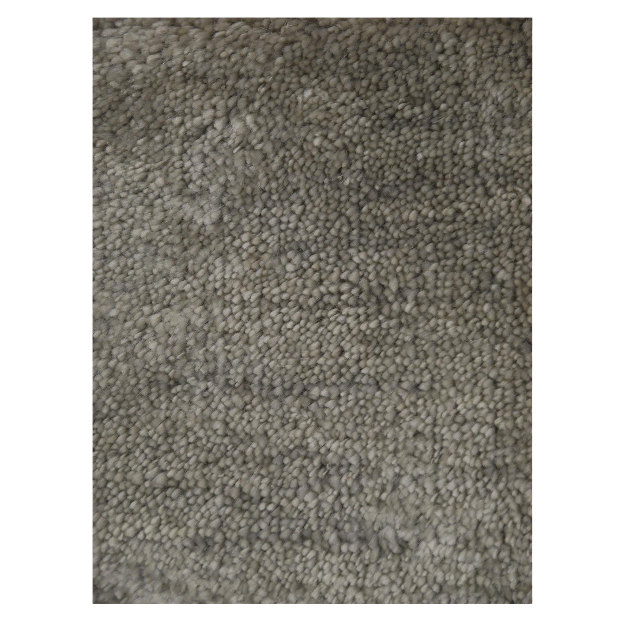 Mohair Luxury Rug Hand Knotted in Silver Gray by Djoharian Collection