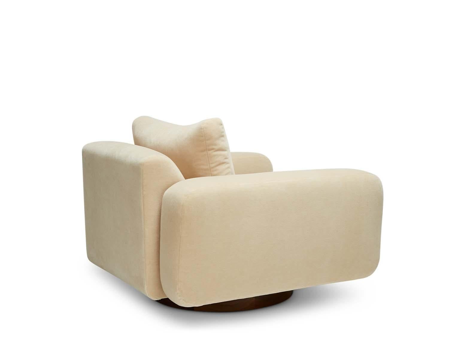 Mid-Century Modern Mohair Mesa Swivel Chair by Lawson-Fenning