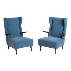 Vintage Mohair Modern Wingchairs