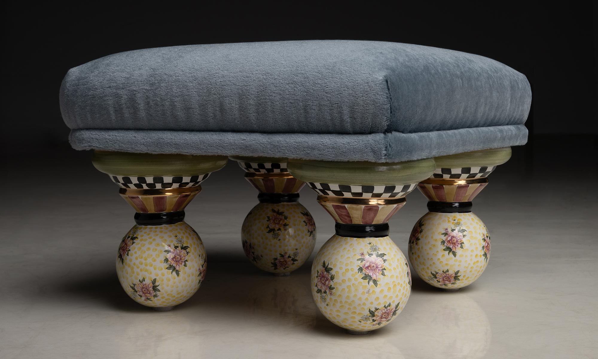 Contemporary Mohair Ottoman, Made in New York