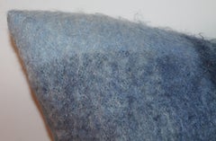 Mohair Pillows in Blues from Vintage Blanket, Pair