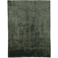 Mohair Slate Short Pile 6x4 Hand-Knotted Area Rug in Wool by The Rug Company