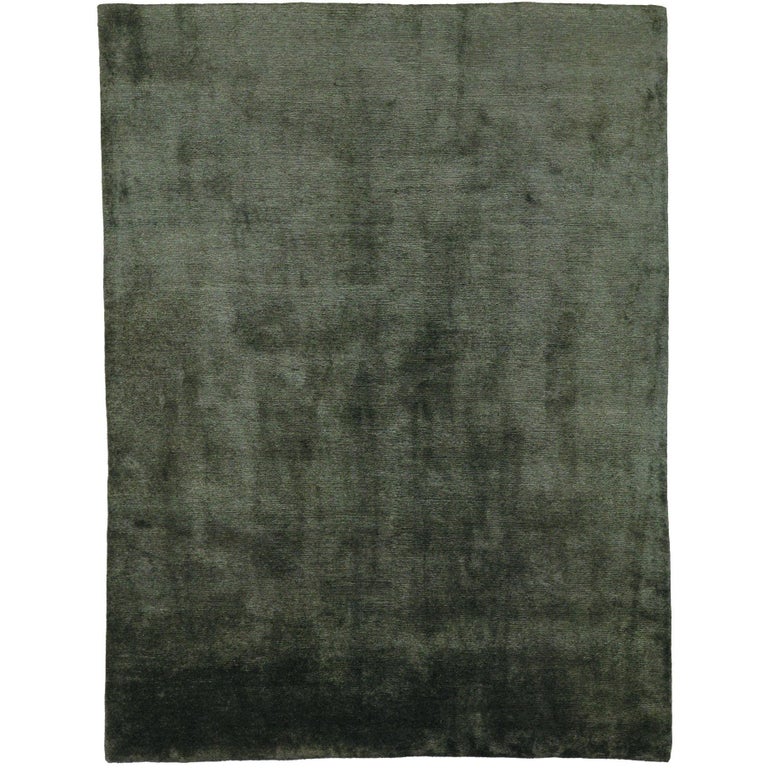 Mohair Slate Short Pile 6x4 HandKnotted Area Rug in Wool by The Rug