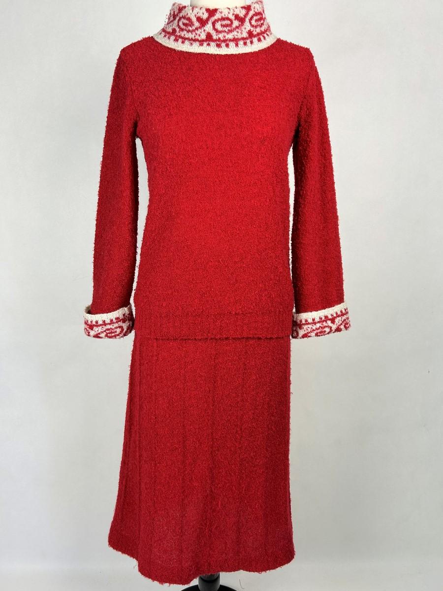 Rosso Mohair Sweater and skirt by Jean Dessès - France Circa 1968 in vendita