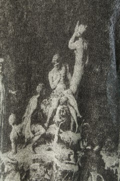 Mohair sweater with XVIII century painting print Roberto Cavalli
