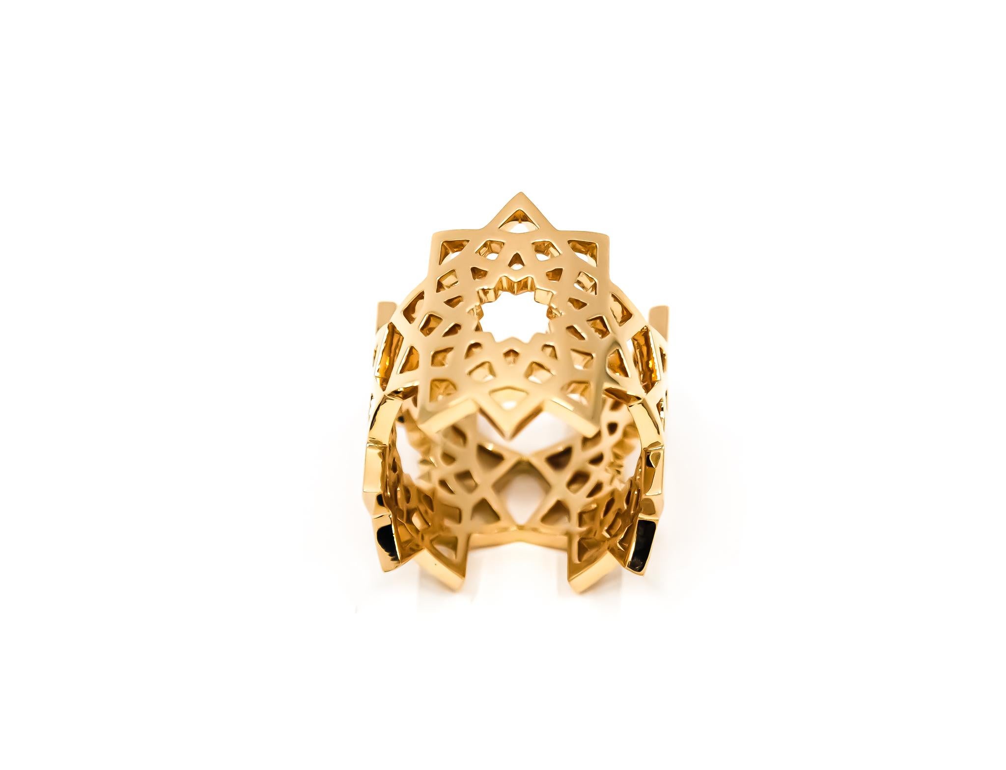 For Sale:  Arabesque Deco Andalusian Style Ring in 18kt Gold  2