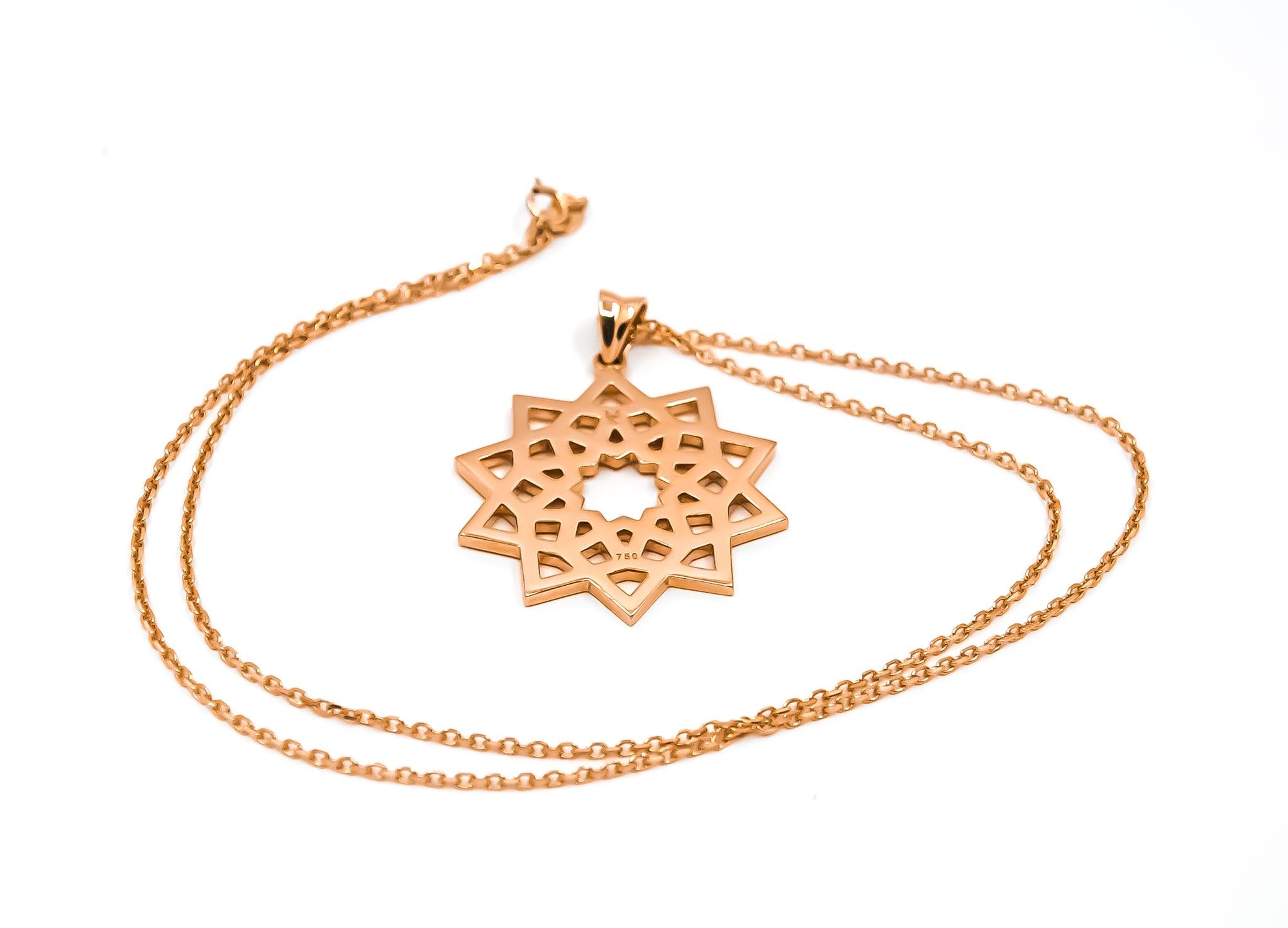 Art Deco Arabesque Deco Andalusian Style Pendant Necklace in 18kt Rose Gold For Sale