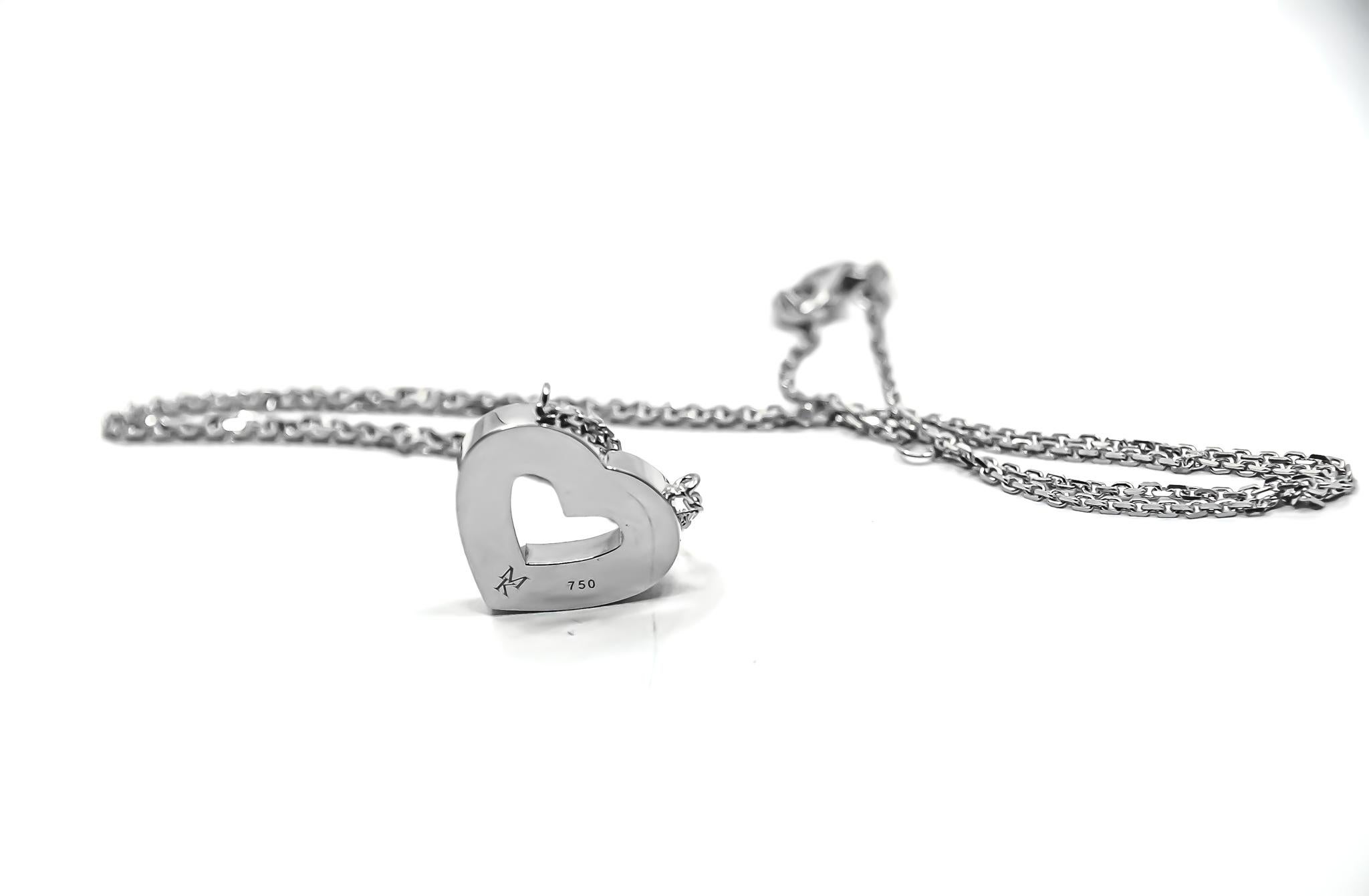 18kt solid white gold pendant necklace by Mohamad Kamra from the Heart Collection.

