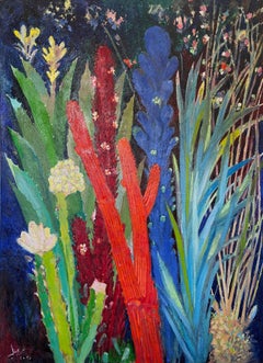 "Cactus de noche I" Pintura al óleo 79" x 59" pulgadas by Mohamed Abla