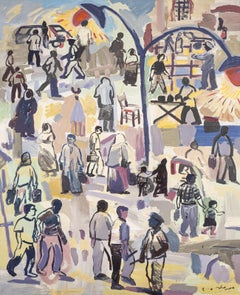 „Cairo Street“ Ölgemälde 63" x 47" Zoll von Mohamed Abla