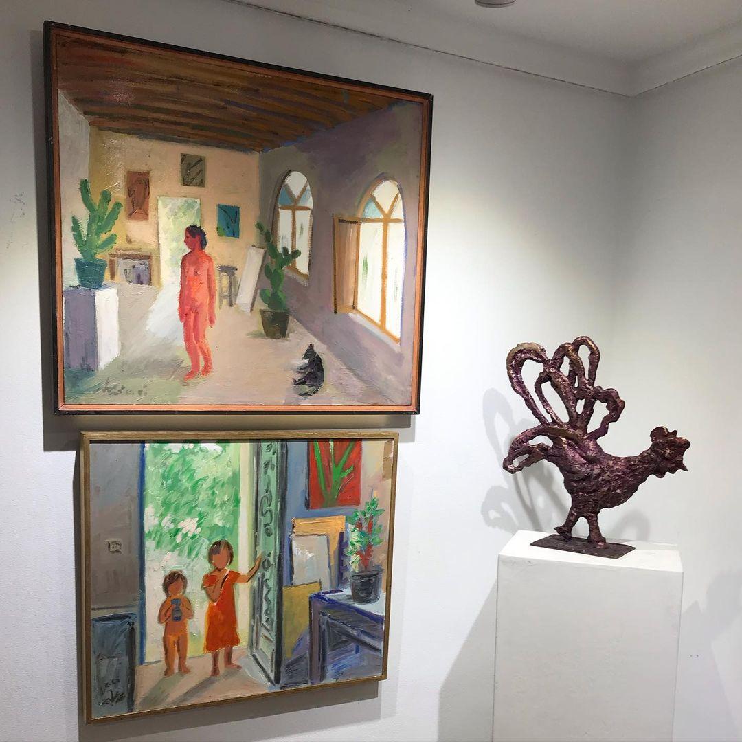 „Fayoum Studio 3“ Figuratives Ölgemälde 27.5
