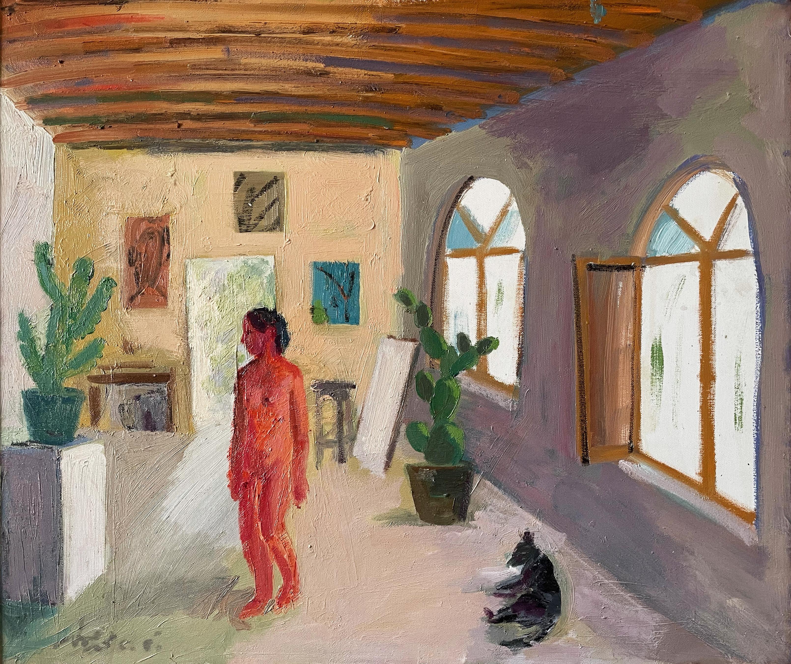 „Fayoum Studio 3“ Figuratives Ölgemälde 27.5" x 31" Zoll von Mohamed Abla

Mohamed Abla wurde 1953 in Mansoura (Nordägypten) geboren. Dort verbrachte er seine Kindheit und beendete die Schule. 1973 zog er nach Alexandria, um ein fünfjähriges