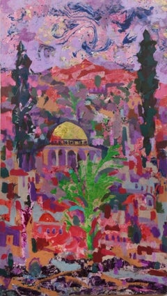 "Jerusalem" Painting 63" x 35" inch by Mohamed Abla