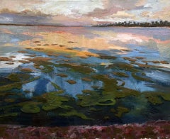 Pittura paesaggistica "Morning Light" 47" x 59" pollici di Mohamed Abla