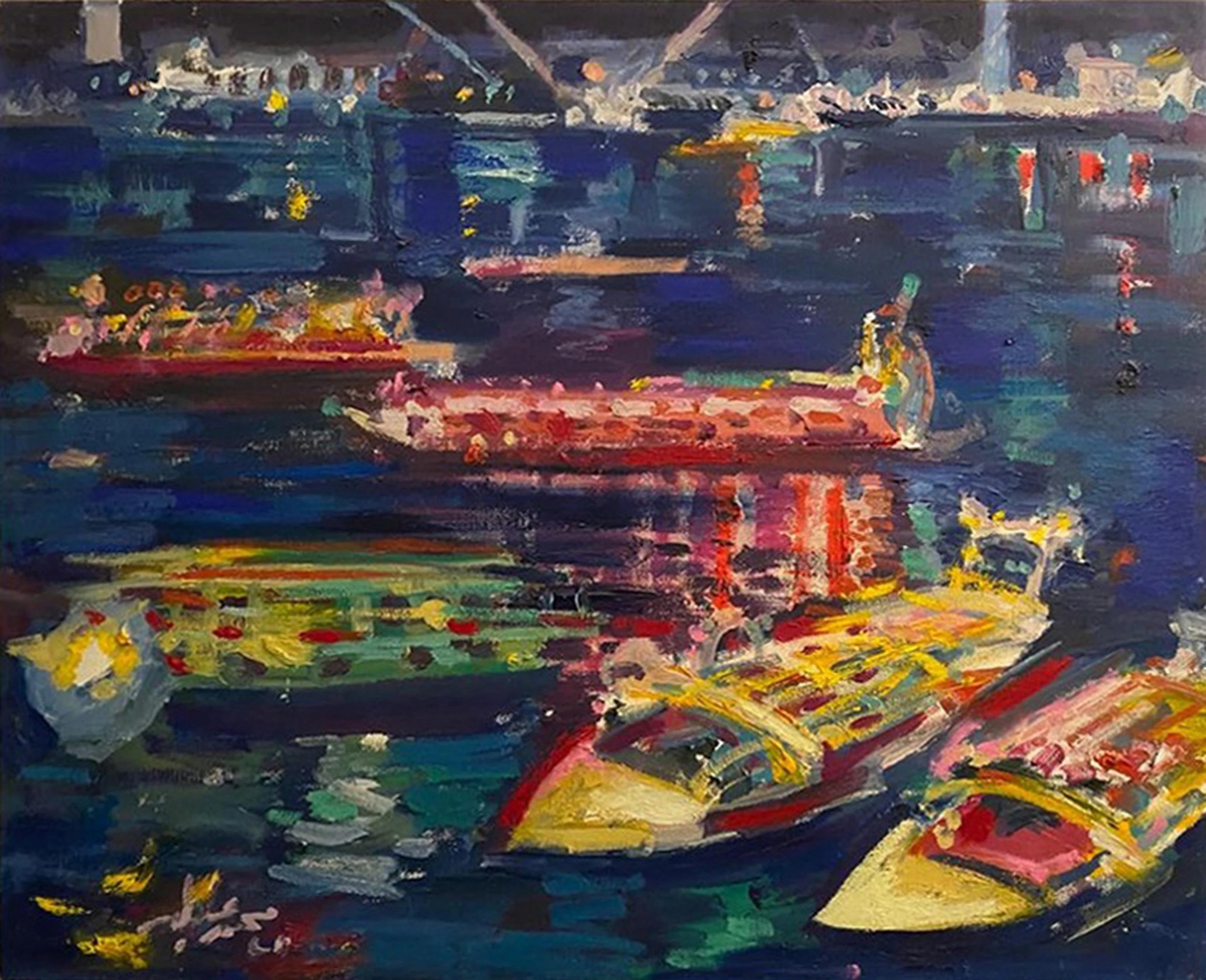 "Nile by Night VII" Painting 20" x 24" inch by Mohamed Abla

Mohamed Abla was born in Mansoura (North of Egypt) in 1953. There he spent his childhood and finished school. In 1973 he moved to Alexandria to start a five-year art study at the faculty