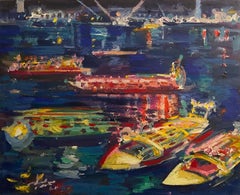 "Nile by Night VII" Peinture 20" x 24" inch par Mohamed Abla