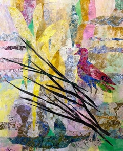 „Perched Dove“ Gemälde 63“ x 55“ Zoll von Mohamed Abla