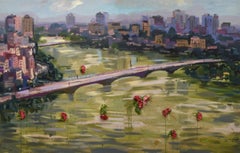 ""Rosen auf dem Nile I"" Gemälde 110"" x 71" Zoll von Mohamed Abla