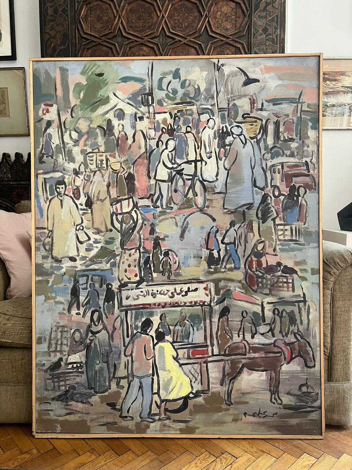 „Der Kairo-Markt“ Figuratives Ölgemälde 51